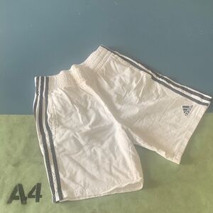 Adidas Boys White Shorts with Black Stripes